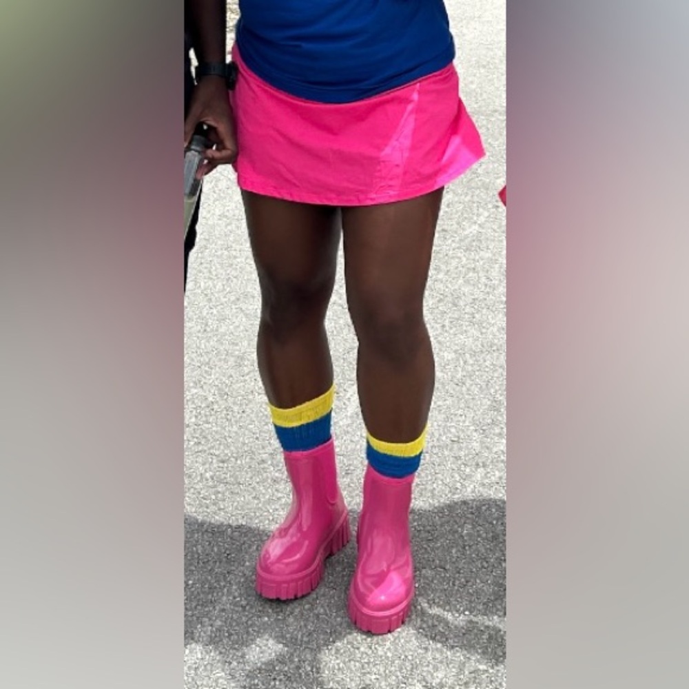 pink rain boots